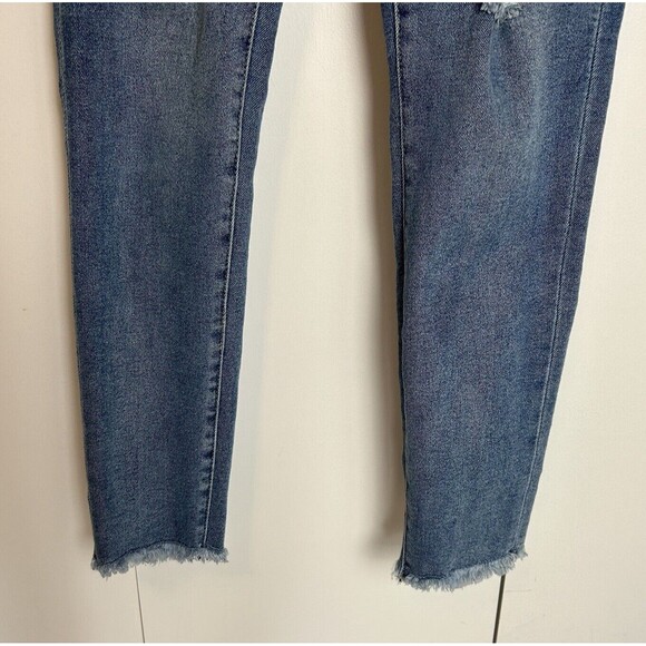 Max Studio Jeans Womens Sz 4 Blue Skinny High Rise Medium Wash Distressed Denim - Picture 3 of 7